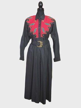 Lilia Smitty Exclusive Western Black Dress Red